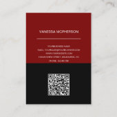 Moderne rode en zwarte foto Logo QR-code Visitekaartje (Achterkant)