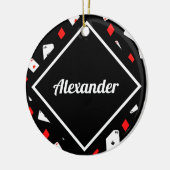 Moderne rode en zwarte poker-thematroon - Aangepas Keramisch Ornament (Links)