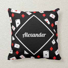 Moderne rode en zwarte poker-thematroon - Aangepas Kussen