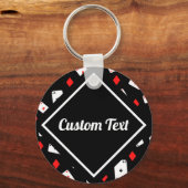 Moderne rode en zwarte poker-thematroon - Aangepas Sleutelhanger (Achterkant)
