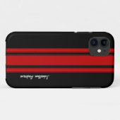 Moderne rode en zwarte racestrepen met naam Case-Mate iPhone case (Achterkant (horizontaal))