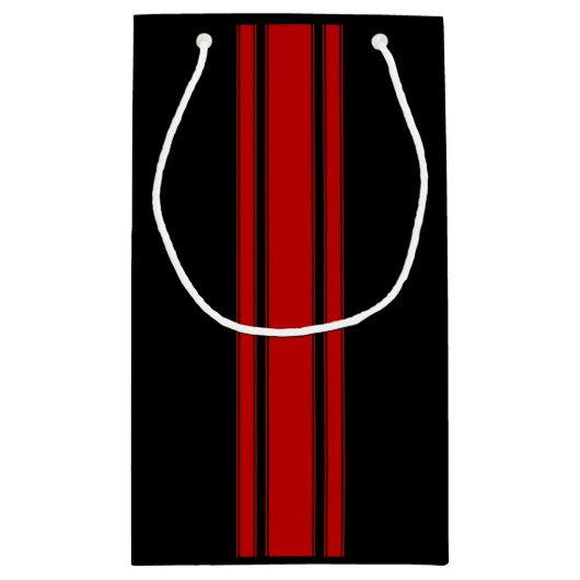 Moderne rode en zwarte racestrepen met naam klein cadeauzakje (Achterkant)