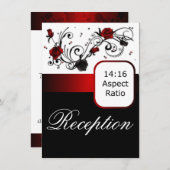 Moderne rode en zwarte roos bruiloftsreceptie invo informatiekaartje (Voorkant / Achterkant)