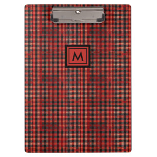 Moderne rode en zwarte ruit tartanpatroon monogram klembord