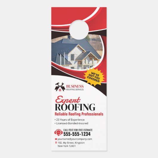 Moderne Rode Expert Betrouwbare dakbedekking Repar Deurhanger (Voorkant)