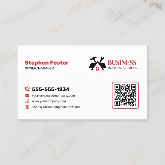 Moderne Rode Expert Betrouwbare dakbedekking Repar Visitekaartje (Achterkant)