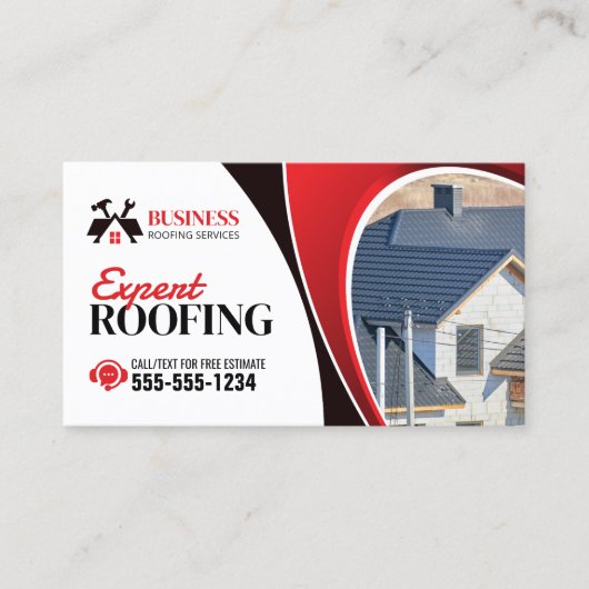 Moderne Rode Expert Betrouwbare dakbedekking Repar Visitekaartje (Voorkant)