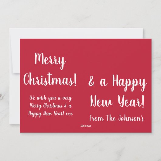 Moderne rode familie kerst Kaart (Achterkant)