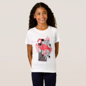 Moderne Rode Flamingo Botanische Kunst - Minimalis T-shirt (Voorkant volledig)