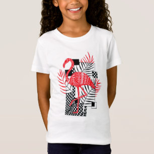 Moderne Rode Flamingo Botanische Kunst - Minimalis T-shirt