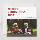 Moderne rode foto Eenvoudige minimalistische vroli Feestdagenkaart (Voorkant)