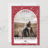 Moderne rode foto met kerstmis gezegde feestdagenkaart (Voorkant)