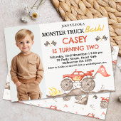 Moderne Rode Foto Monster Truck Bash Verjaardag Kaart