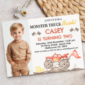 Moderne Rode Foto Monster Truck Bash Verjaardag Kaart