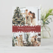 Moderne Rode Fotocollage Vrolijke Kerst Kaart (Staand voorkant)