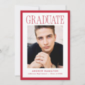 Moderne rode fotograduatie met lijst 2 aankondiging (Voorkant)