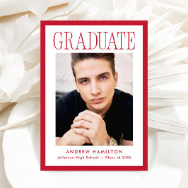 Moderne rode fotograduatie met lijst 2 aankondiging
