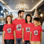 Moderne Rode Gebogen Graffiti Prettig Kerstmis Fot T-shirt