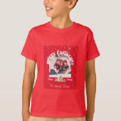 Moderne Rode Gebogen Graffiti Prettig Kerstmis Fot T-shirt (Voorkant)