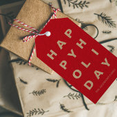 Moderne rode gelukkige vakantie cadeaulabel