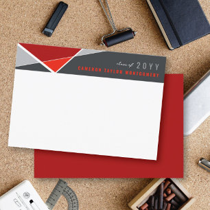 Moderne Rode Geometrische Blokken Afstudeer Dankje Aankondiging