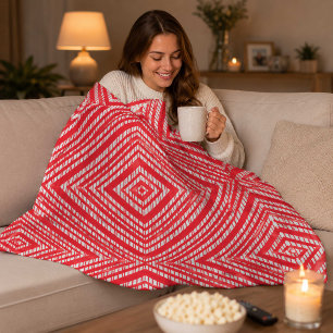 Moderne rode geometrische fleece deken