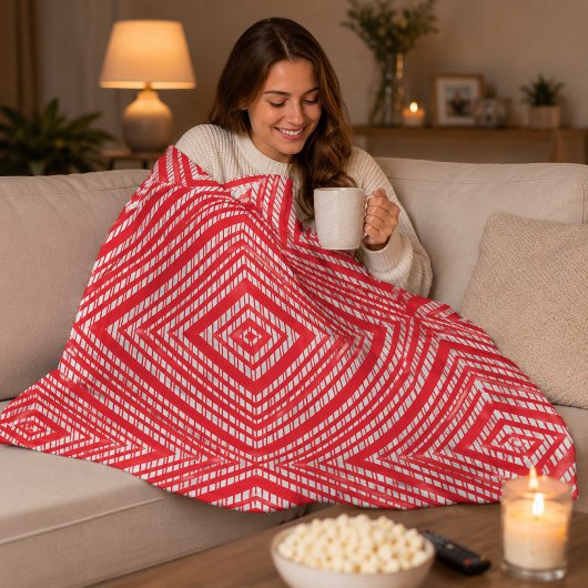 Moderne rode geometrische fleece deken