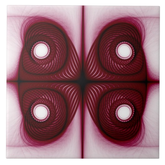 Moderne rode geometrische structuur tegeltje (Voorkant)