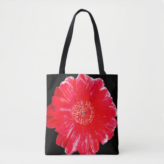 Moderne rode Gerbera op Zwarte Schoudertas Tote Bag (Voorkant)