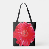 Moderne rode Gerbera op Zwarte Schoudertas Tote Bag (Achterkant)