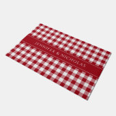 Moderne rode geruite Gingham naam Deurmat (Schuin)