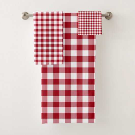 Moderne rode geruite Gingham-patroon Bad Handdoek (Insitu)