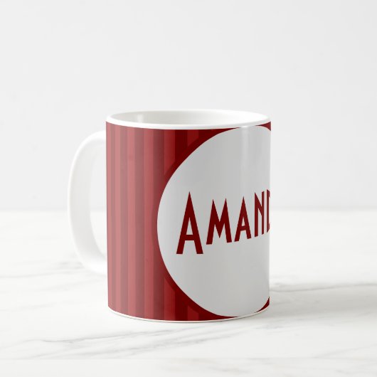 Moderne rode gestreepte naam koffie Mok (Voorkant links)