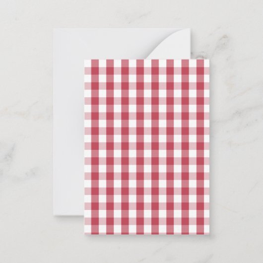 Moderne rode Gingham bedankbriefjes Notitiekaartje (Achterkant)
