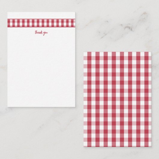 Moderne Rode Gingham bedankbriefkaarten Notitiekaartje (Voorkant / Achterkant)
