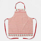 Moderne Rode Gingham Cherry Patroon Bakken Schort (Voorkant)