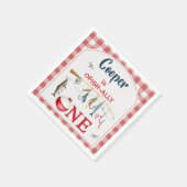 Moderne Rode Gingham Ofishally Eén 1e Verjaardag Servet (Hoek)