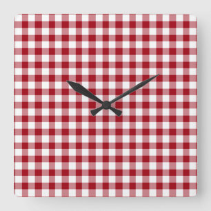 Moderne rode gingham patroon vierkante klok