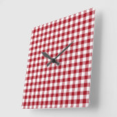 Moderne rode gingham patroon vierkante klok (Hoek)
