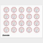 Moderne Rode Gingham Visserij Verjaardag Ronde Sticker (Vel)