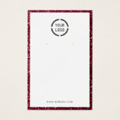 Moderne rode glitter aangepaste logo oorscherm visitekaartje (Voorkant)