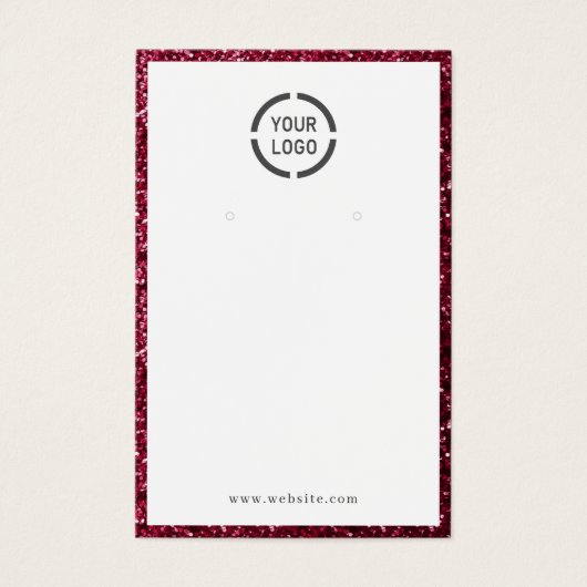 Moderne rode glitter aangepaste logo oorscherm visitekaartje (Voorkant)