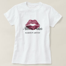 Moderne rode glitter kus lip make-up artist