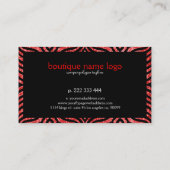 Moderne rode glitter met zwarte zebra print visitekaartje (Achterkant)