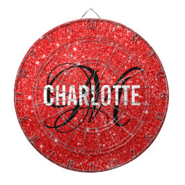 Moderne rode glitter monogram naam dart board dartbord