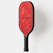 Moderne rode glitter scriptnaam pickleball paddle (Links)
