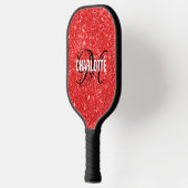 Moderne rode glitter-scriptnaam pickleball paddle (Links)