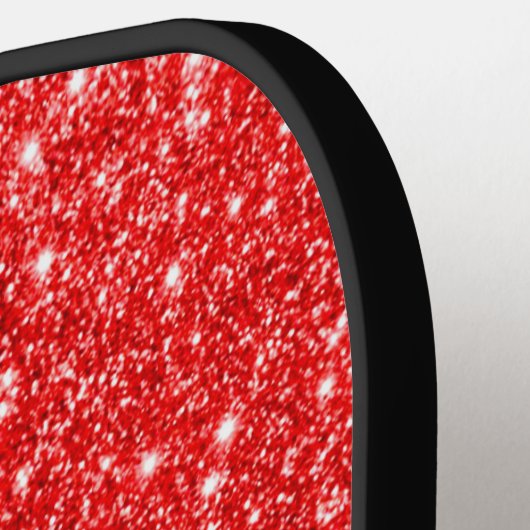 Moderne rode glitter-scriptnaam pickleball paddle (Links Detail)