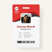 Moderne Rode golven, streepjescode, qr-code, foto- Badge (Voorkant)