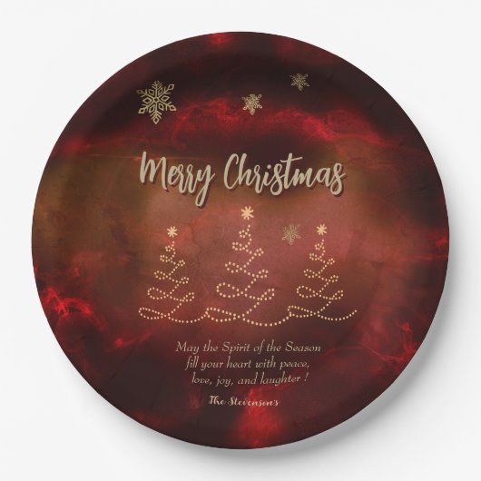 Moderne rode gouden kerstboom papier Borden Papieren Bordje (Voorkant)